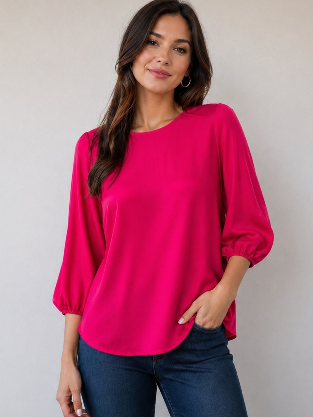 Adrianna Papell Pink Top 3/4 Sleeves Women’s Size Medium